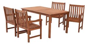 Set di mobili da giardino Merxx Santos 5 pezzi, 4 poltrone, 1 tavolo 150 x 90 cm - Eucalipto