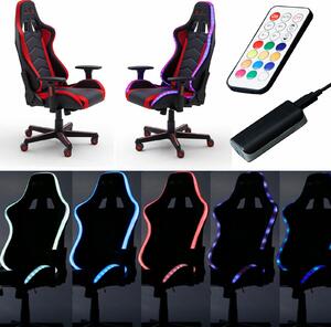 Sedia da gaming McRACING LED, poltrona da ufficio Racer, rosso e nero