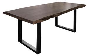 MASSIVMOEBEL24 | FREEFORM 5 Tavolo da pranzo in legno di acacia - laccato grigio / gambe in ferro- antracite lucido 220x100x77