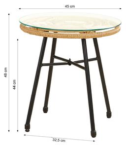 Homestyle4u Set di 3 pezzi di mobili da giardino mobili da balcone rattan natura tavolo e 2 poltrone