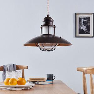 Lampada a sospensione Lindby Louisanne, marrone, metallo, Ø 35 cm