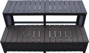 Gradini in rattan - Arredo perimetrale per vasche idromassaggio angolari, lunghezza: 100 cm