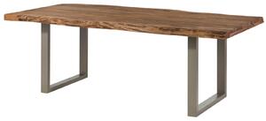 MASSIVMOEBEL24 | FREEFORM 5 tavolo da pranzo in legno di sheesham - verniciato natur / gambe in ferro U argento matt 260x100