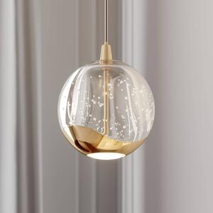 Lucande LED a sospensione Hayley, Ø 9 cm, colore oro, vetro
