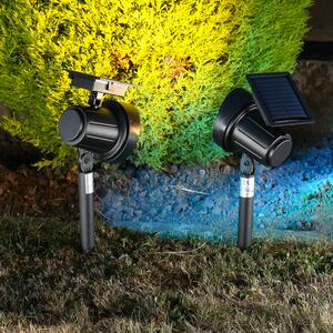 Faretto da giardino a LED solare - Faretto da giardino - 8 modalità di illuminazione - 25 lumen - A: 42,5 cm - 2 pezzi