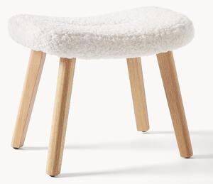 Sgabello imbottito in teddy con gambe in legno Wing