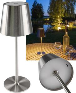 ChiliTec lampada da tavolo a batteria dimmerabile USB ricaricabile acciaio inox argento