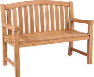 Panchina da giardino Swindon in teak 120 cm in legno massello naturale resistente alle intemperie a 2 posti con braccioli