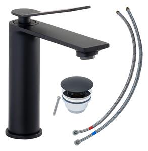 Miscelatore per lavabo SCHÖNER WOHNEN collezione VIOLA M, nero opaco, rubinetto adatto ai lavabi a parete del vostro bagno