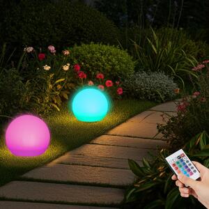 Sfera luminosa a LED solare, diametro 30 cm, RGBW con telecomando, 60 lumen, grado di protezione IP67. Sfera luminosa a cambio colore per giardino e terrazza, resistente alle intemperie e senza fili