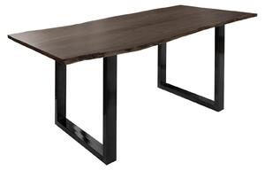 MASSIVMOEBEL24 | FREEFORM 3 Tavolo da pranzo in legno di acacia - laccato grigio / gambe in ferro - antracite lucido 220x100x76