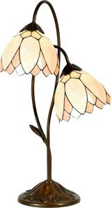 Clayre & Eef Lampada da tavolo Tiffany Ø 33x61 cm Fiori di vetro marrone beige
