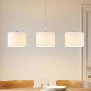 Lampada a sospensione Imarin Lindby, dimmerabile, Legno chiaro, Soggiorno / Sala da pranzo, Tessuto / Stoffa / Seta, Moderno, Lampada a sospensione