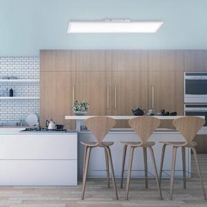 Plafoniera LED rettangolare con telecomando FLAT bianca 26W, tonalità di bianco, 1750 lm, metallo, dimensioni: 4,2 x 25 x 100 cm, IP20, Paul Neuhaus