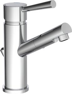 Rubinetto a bassa pressione CORNWALL, miscelatore per lavabo con tirante, rubinetto da bagno con scarico a scomparsa per lavabo, cromo