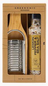 Set regalo limone, pepe e sale marino con grattugia Greenomic