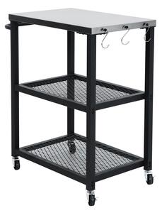 TAINO NETIS Carrello per barbecue Supporto per barbecue con rotelle Nero