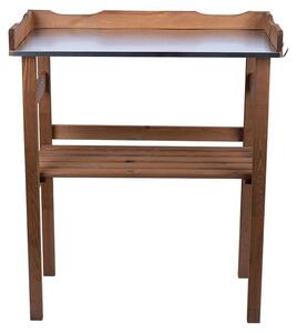 Tavolo da lavoro per piante, in legno, con piano in metallo, dotato di ganci, lunghezza 78 cm