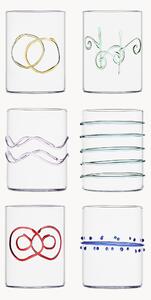 Set di 6 bicchieri acqua in vetro borosilicato fatti a mano Deco' Arlecchino