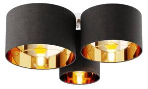 Plafoniera Lindby Laurenz, 3 luci, grigio/oro, tessuto