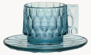 Tazzine da caffè e piattini con motivo strutturato Jellies 4 pz