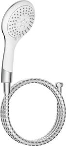 Set doccia BROADWAY, soffione con tubo flessibile, soffione con 5 modalità di getto, cromo/bianco