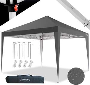 24MOVE® Gazebo Santos 3x3m Pop-Up Protezione UV 50+ Impermeabile e resistente all'inverno con borsa pieghevole e stabile, per campeggio e giardino Gazebo pieghevole - Tenda da festa Grigio