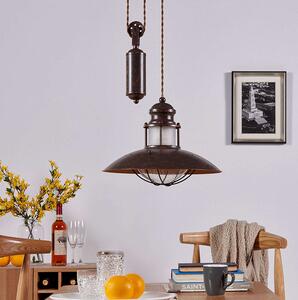 Lindby lampada a sospensione Louisanne, regolabile, marrone, Ø 35 cm