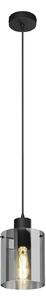 Lindby lampada a sospensione Kourtney, Ø 15 cm, nero/grigio, vetro, E27