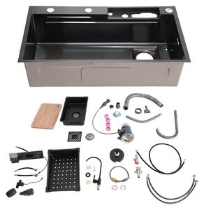 Rubinetto da cucina in acciaio inossidabile spazzolato con display digitale - Montaggio a 1 foro - Adatto per lavelli a una vasca - Grande capacità - Acciaio inossidabile - Ideale per cucine familiari