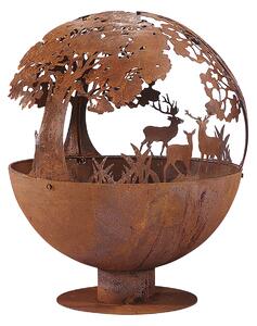 Braciere Kobolo FOREST 50x50x60 cm - Decorazione da giardino, braciere a forma di sfera, parascintille, braciere in metallo, bracieri da esterno, braciere a forma di botte, bracieri decorativi