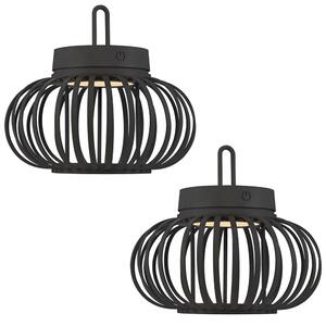 Lampada da tavolo/a sospensione a LED con batteria ricaricabile, 2 luci, nera, dimmer a sfioramento, diametro 25 cm