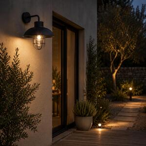 Lampada da parete per esterni, 29 x 24 x 25 cm, E27, max. 60 W, IP44, metallo/vetro