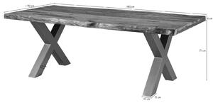 MASSIVMOEBEL24 | FREEFORM 5 tavolo da pranzo in legno di mango - verniciato grigio / gambe in ferro X antracite lucido 180x90