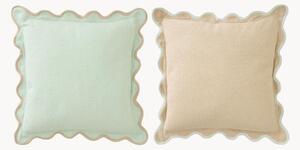 Set di 2 cuscini in cotone con bordi smerlati Whitney