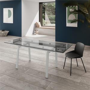 Tavolo Allungabile, In Vetro Temperato ad alto spessore 1 cm, TOMMY Dimensioni 90x140 Max 200 x h 76 cm, peso kg 63 Fino a 8 persone Top Trasparente