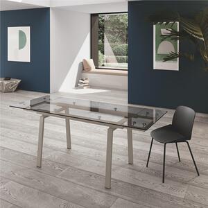 Tavolo Allungabile, In Vetro Temperato ad alto spessore 1 cm, TOMMY Dimensioni 90x140 Max 200 x h 76 cm, peso kg 63 Fino a 8 persone Top Trasparente