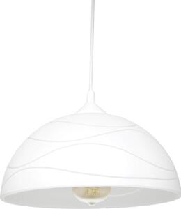ADANIA Elegante lampada a sospensione vintage in vetro bianco paralume Ø30cm lampada a sospensione rotonda cucina