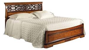 MOBILI 2G - LETTO MATRIMONIALE IN LEGNO ARTE POVERA TINTA NOCE 176X210X110