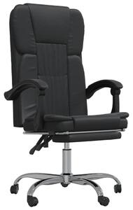 Sedia da ufficio con supporto lombare, rivestita in ecopelle nera