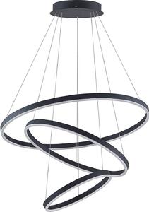 Arcchio LED a sospensione Albiona, nero, 3 anelli, Ø 80 cm