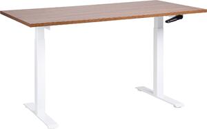 BELIANI Scrivania regolabile in altezza legno scuro struttura in acciaio bianco 160 x 72 cm regolazione manuale in altezza scrivania moderna per ufficio