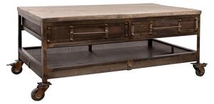 MASSIVMOEBEL24 | tavolino da salotto in legno di Mango 110x60x50 marrone laccato HEAVY INDUSTRY #222