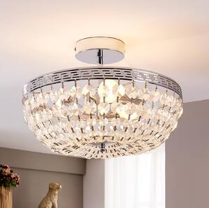 Plafoniera Lindby Mondrian, 35 cm, cromo, cristallo