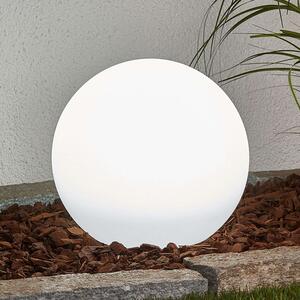 Lindby LED lampada solare Lago, Ø 25 cm, globo, punta a terra, bianco