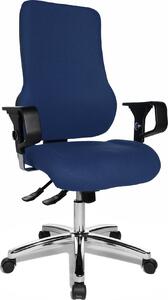 Topstar Sitness 55 con braccioli regolabili in altezza, sedia da ufficio, sedia girevole da scrivania, blu scuro