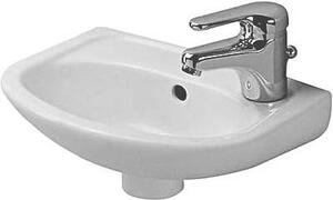 Lavamano Duravit COMPACT DURAPLUS con troppopieno, foro per rubinetto 365 x 265 mm, foro per rubinetto pretagliato bianco