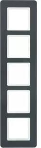 Cornice Berker a 5 moduli, Q.7, antracite vellutato, antracite, termoplastica, senza viti, Berker, Q.7, IP20