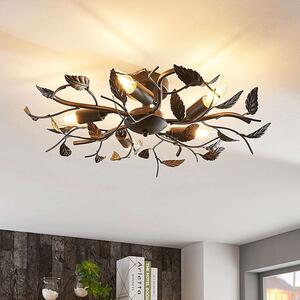 Lindby Yos, lampada da soffitto, 5 ganci, 58 cm, nero-oro, E14