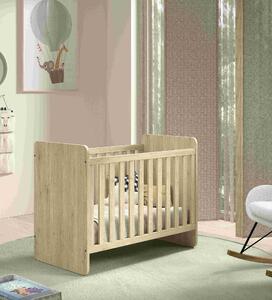 VIPACK - Lettino SAM 60x120 cm, rete a doghe regolabile in 3 posizioni, trasformabile in letto junior, finitura melaminica rovere